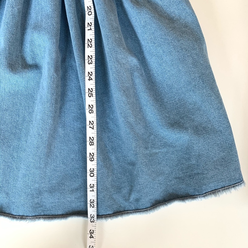 ASOS Dress Denim Off Shoulder Pleated Bell Sleeves - Picture 7 of 7